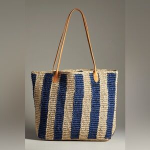Bembien Francoise Tote - Blue Stripe Raffia NWT
